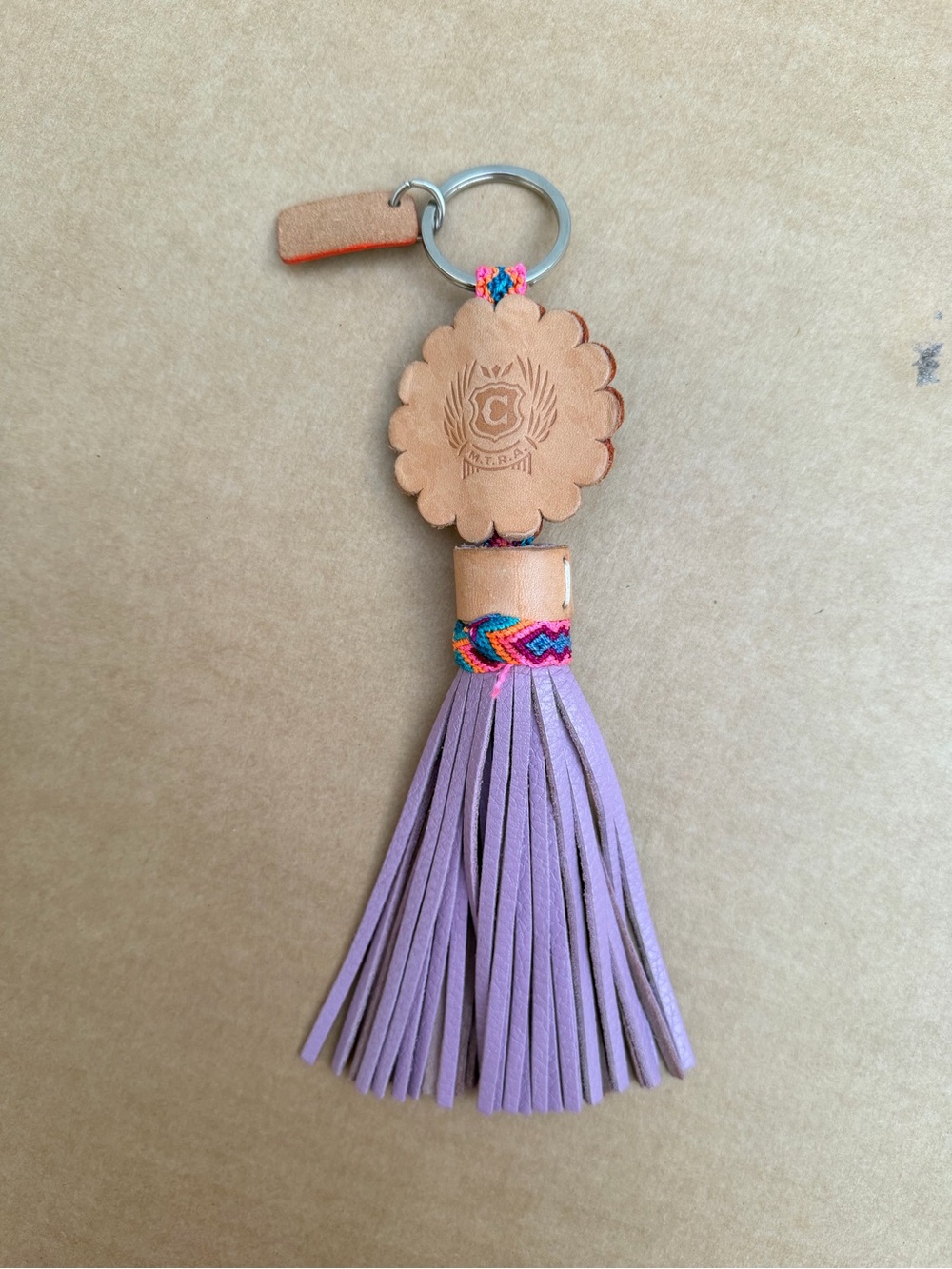 Consuela Leather Leopard Tassel Keychain Bag Charm Multicolor Made in Mexico - Picture 2 of 5